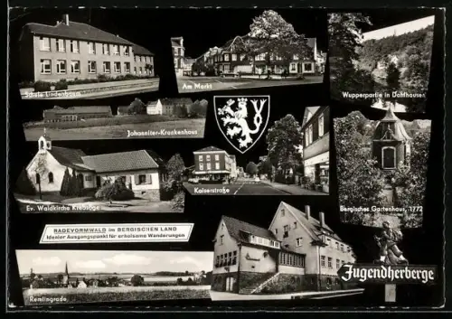 AK Radevormwald im Bergischen Land, Am Markt, Schule Lindenbaum, Johanniter-Krankenhaus, Jugendherberge