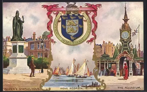 Künstler-AK Hove, Queen`s Statue, Regatta, The Aquarium
