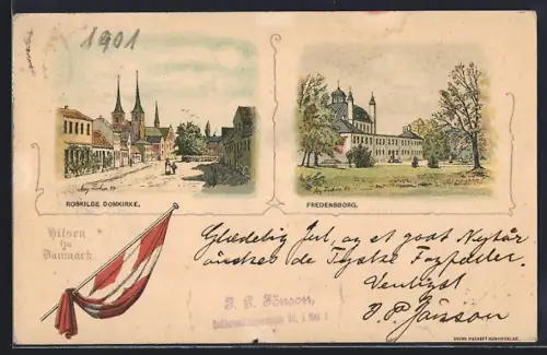 Lithographie Roskilde, Domkirke, Fredensborg
