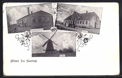 AK Nustrup, Klöbmandshandel, Meierei, Möllen