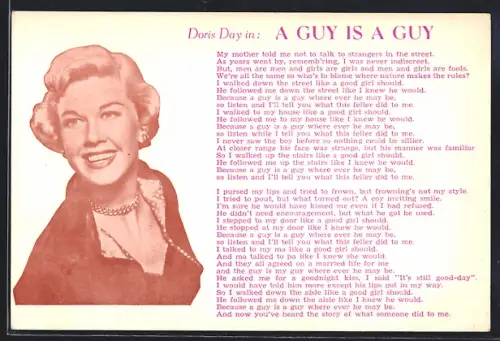 AK Schauspielerin Doris Day in A guy is a guy