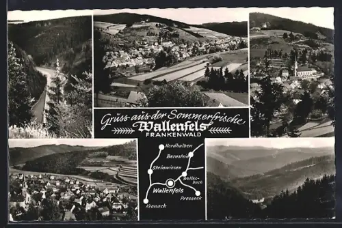 AK Wallenfels /Frankenwald, Ortsansichten, Kirche, Talpanorama