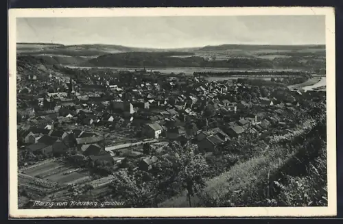 AK Merzig, Ansicht vom Kreuzberg, Blick auf Saar und Gaubergen