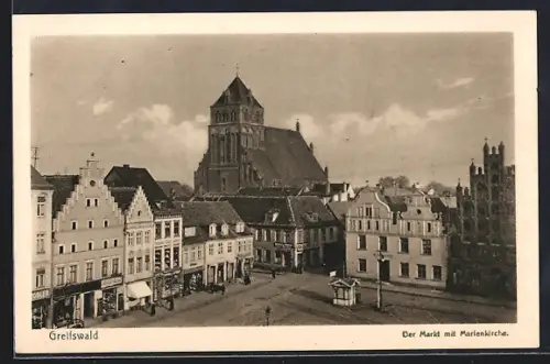 AK Greifswald, Markt, Marienkirche