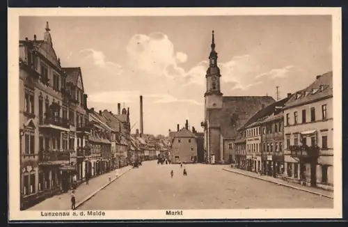 AK Lunzenau a. d. Mulde, Markt