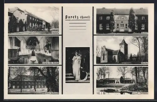 AK Paretz /Havel, Schloss, Kirche, Altes Gutshaus