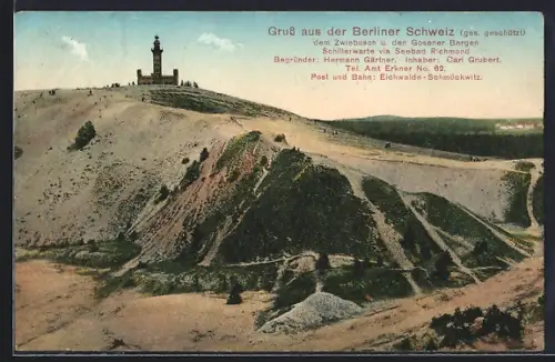 AK Gosen, Berliner Schweiz, Schillerwarte, Zwiebusch, Gosener Berge, Seebad Richmond