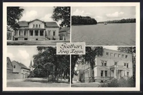 AK Siethen /Zossen, Ortspartie, Gebäudeansichten, See