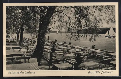 AK Woltersdorfer Schleuse, Gaststätte Bellevue, Terrasse