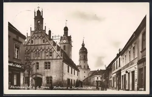 AK Fürstenwalde a. d. Spree, Rathaus, Marienkirche