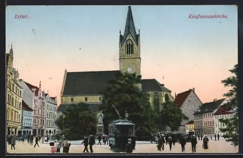 AK Erfurt, Kaufmannskirche, Strassenbahn, Platzansicht