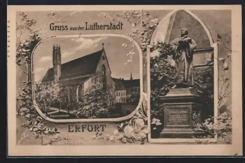 AK Erfurt, Augustinerkirche, Lutherdenkmal, 400jährige Lutherfeier 1921