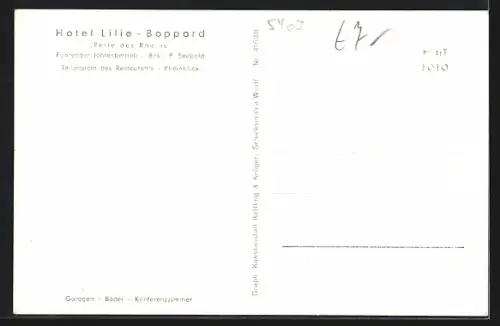 AK Boppard, Hotel Lilie Restaurant, Inh. F. Seebold, Innenansicht, Rheinblick