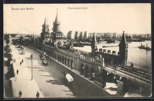 AK Berlin-Friedrichshain, Oberbaumbrücke