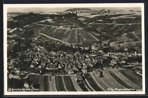 AK Odernheim am Glan, Fliegeraufnahme des Ortes und Umgebung