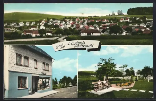 AK Horbach /Westerwald, Ortsansicht, Rewe-Dienst Elfriede Kolb, Gartenanlage
