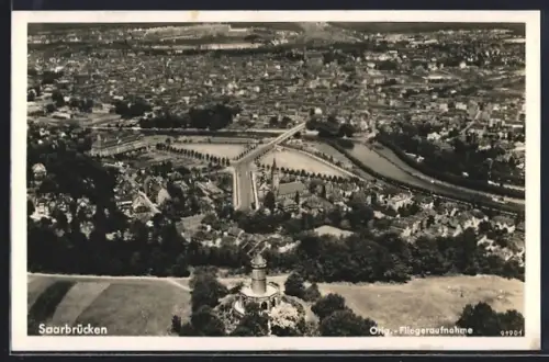 AK Saarbrücken, Fliegeraufnahme, Stadtansicht