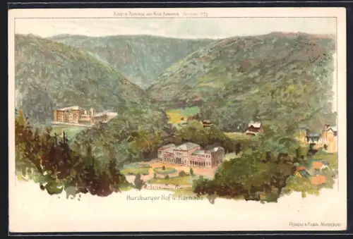 Lithographie Bad Harzburg, Harzburger Hof, Kurhaus