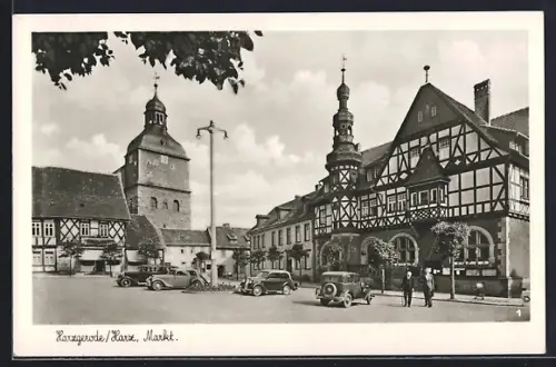 AK Harzgerode /Harz, Markt und Stadtkirche