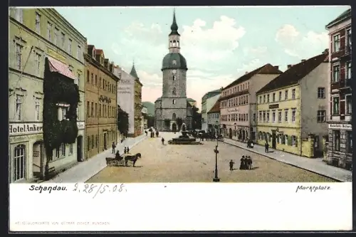 AK Schandau, Marktplatz, Hotel Anker