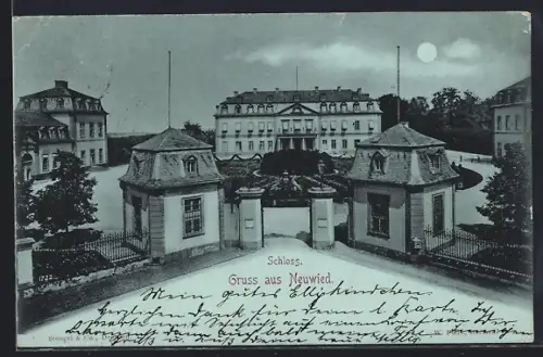 Mondschein-AK Neuwied, Schloss