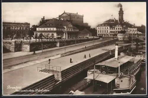 AK Dresden, Italienisches Dörfchen, Dampferanleger