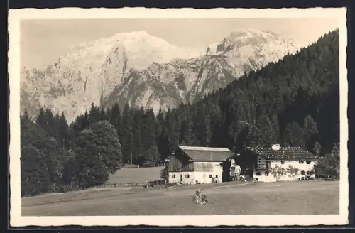 AK Schönau /Berchtesgaden, Gasthof Hammerstiel, Gebirgslandschaft