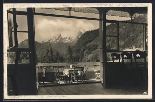 AK Berchtesgaden, Böcklweiher Kaffee-Restaurant, Terrasse
