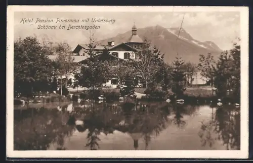 AK Schönau bei Berchtesgaden, Hotel Pension Panorama mit Untersberg