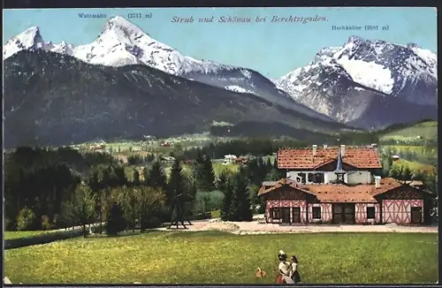 AK Schönau bei Berchtesgaden, Strub, Watzmann