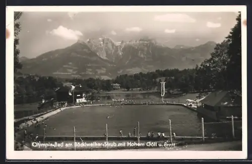 AK Strub, Olympia-Bad am Böcklweiher, Hoher Göll, Brett