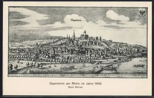 AK Oppenheim am Rhein, Stadtansicht nach Merian 1645