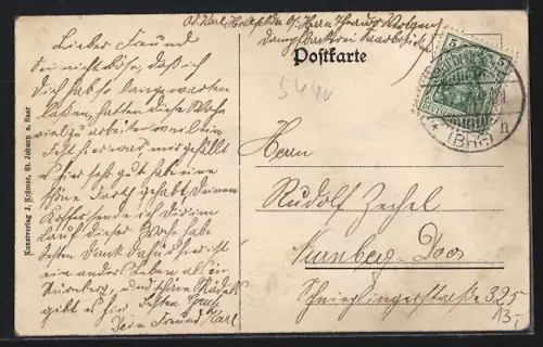 AK St. Johann a. Saar, Markt, Gefangennahme von Franzosen durch Brandenburger Ulanen, 3. August 1870