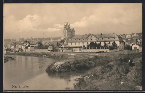 AK Diez a. Lahn, Stadtansicht mit Schloss und Lahn