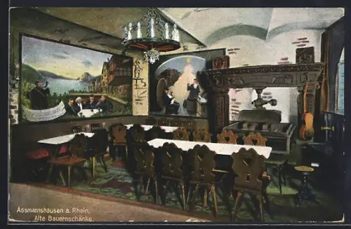 AK Assmannshausen a. Rhein, Restaurant Alte Bauernschenke, Inh. Alfred Prokop, Innenansicht