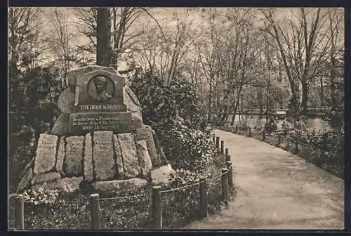 AK Zittau, Theodor Körner-Denkmal im Weinaupark