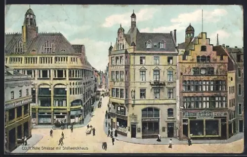 AK Köln, Hohe Strasse mit Stollwerckhaus