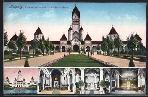 AK Leipzig, Krematorium auf dem Südfriedhof