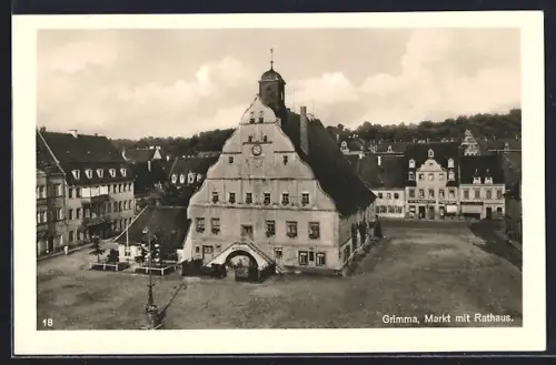 AK Grimma, Markt mit Rathaus