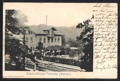 AK Pötzscha / Wehlen, Bahnhofshotel