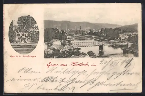 AK Mettlach, Totalansicht mit Gestüt in Keuchingen