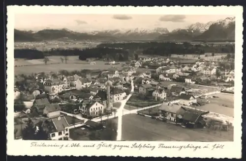 AK Freilassing, Totalansicht mit Blick gegen Salzburg, Tennengebirge u. Göll