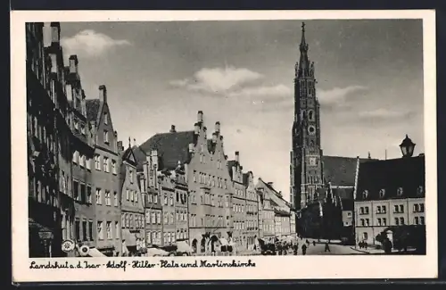 AK Landshut a. d. Isar, Platz und Martinskirche