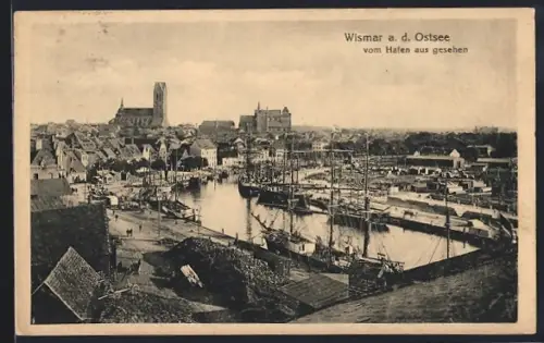 AK Wismar a. d. Ostsee, vom Hafen aus gesehen