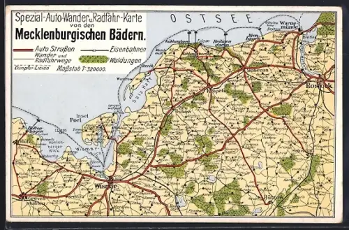 AK Kröpelin, Landkarte mit den Mecklenburgischen Bädern