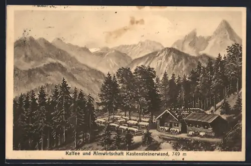 AK Bischofswiesen, Kaffee und Almwirtschaft Kastensteinerwand aus der Vogelschau