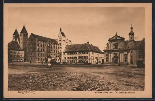 AK Regensburg, Moltkeplatz mit Carmelitenkirche
