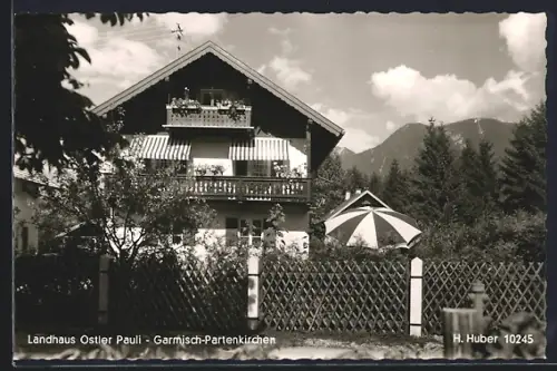 AK Garmisch-Partenkirchen, Hotel Landhaus Ostler Pauli, Windschäufelstrasse 11