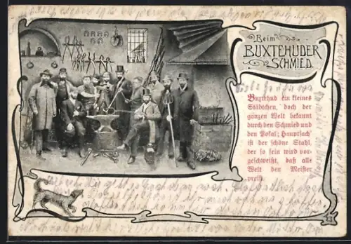 AK Buxtehude, Beim Schmied im Rahmen, mit Spruch