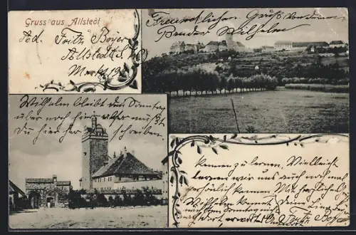 AK Allstedt, Schloss, Panorama, Ortsansicht